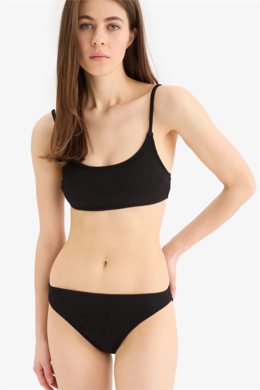 WOMAN Black Fall in Love Regular Fit Crepe Bikini Bottom