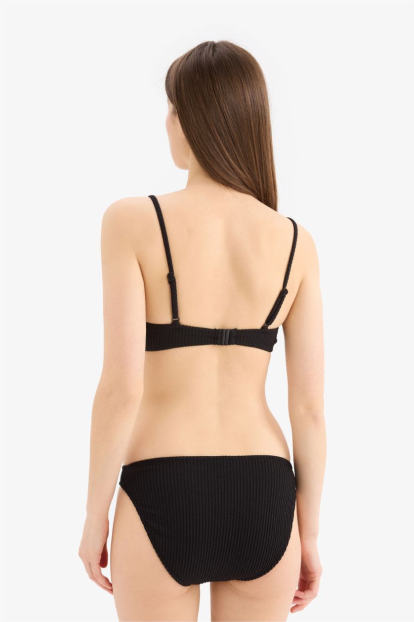WOMAN Black Fall in Love Regular Fit Crepe Bikini Bottom