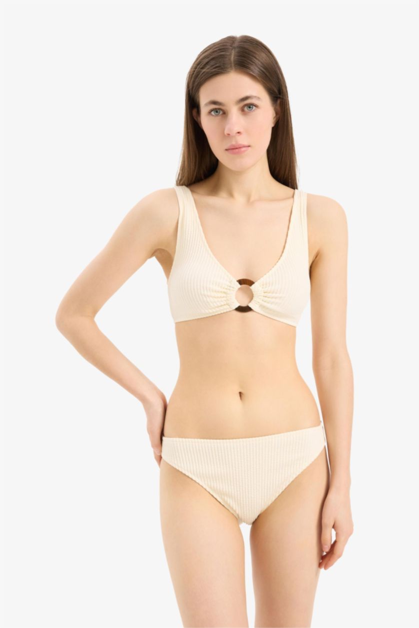 Kadın Ekru Regular Fit Bürümcük Bikini Altı
