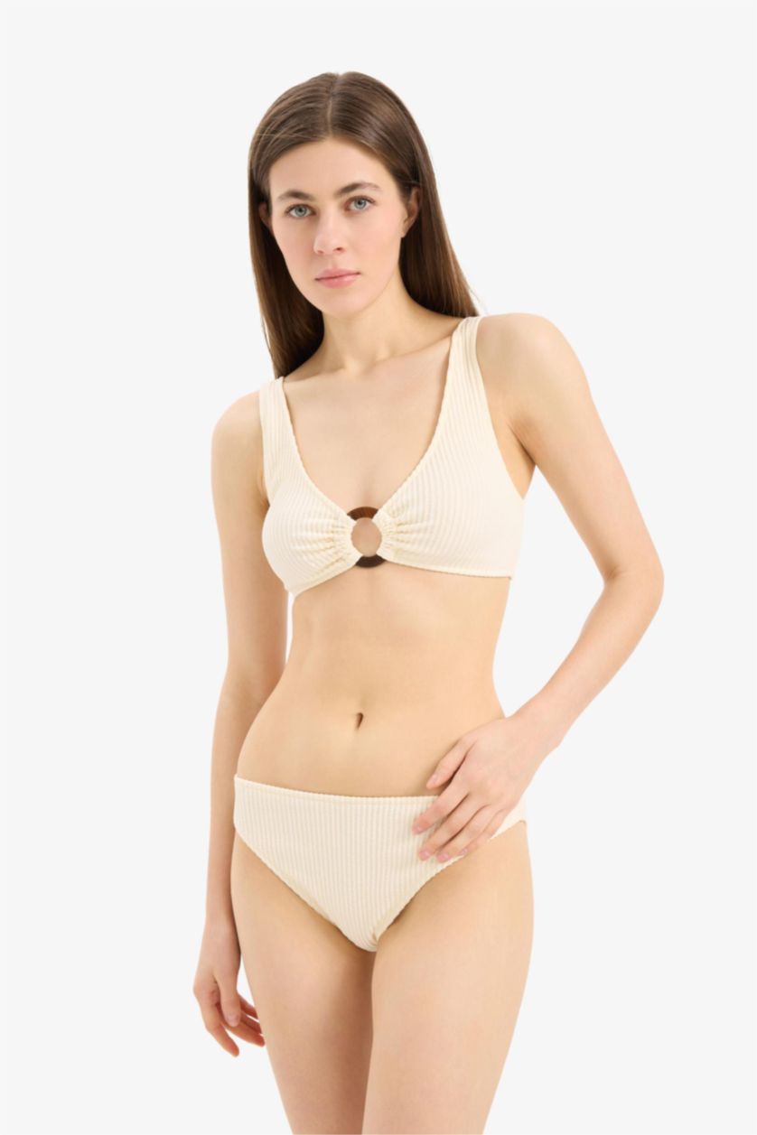 Kadın Ekru Regular Fit Bürümcük Bikini Altı