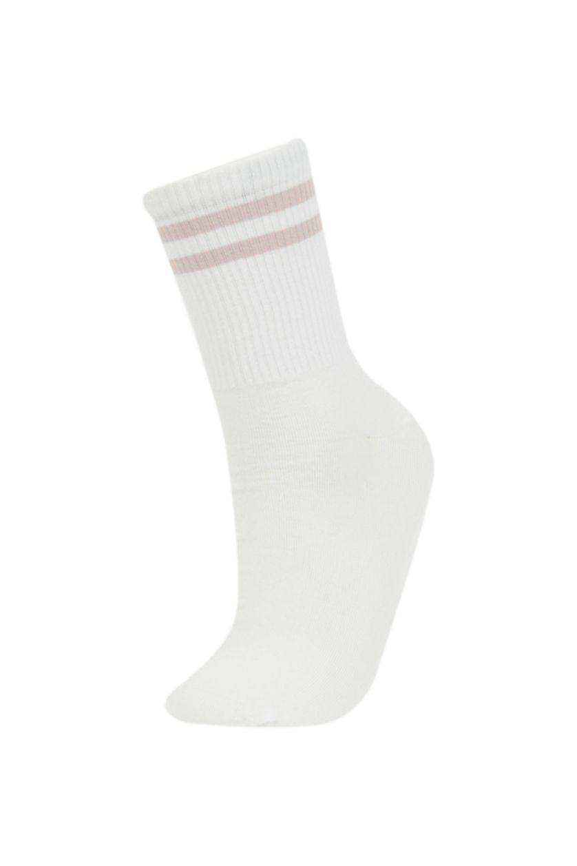Kadın Beyaz Kadın 2'li Pamuklu Uzun Çorap