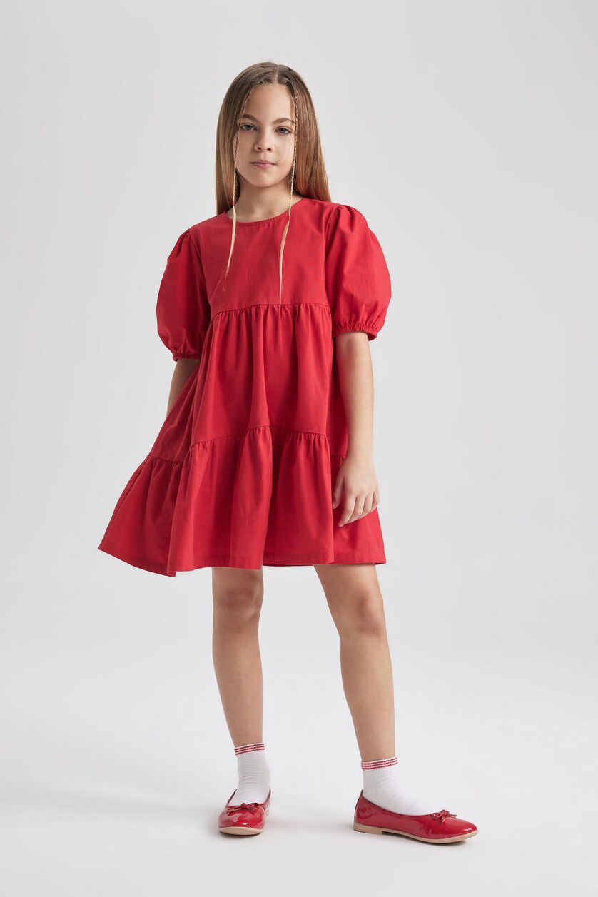 FILLES Rouge Robe rouge à Manches Courtes pour Fille