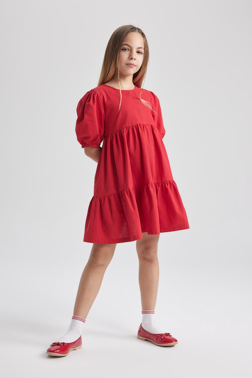 FILLES Rouge Robe rouge à Manches Courtes pour Fille