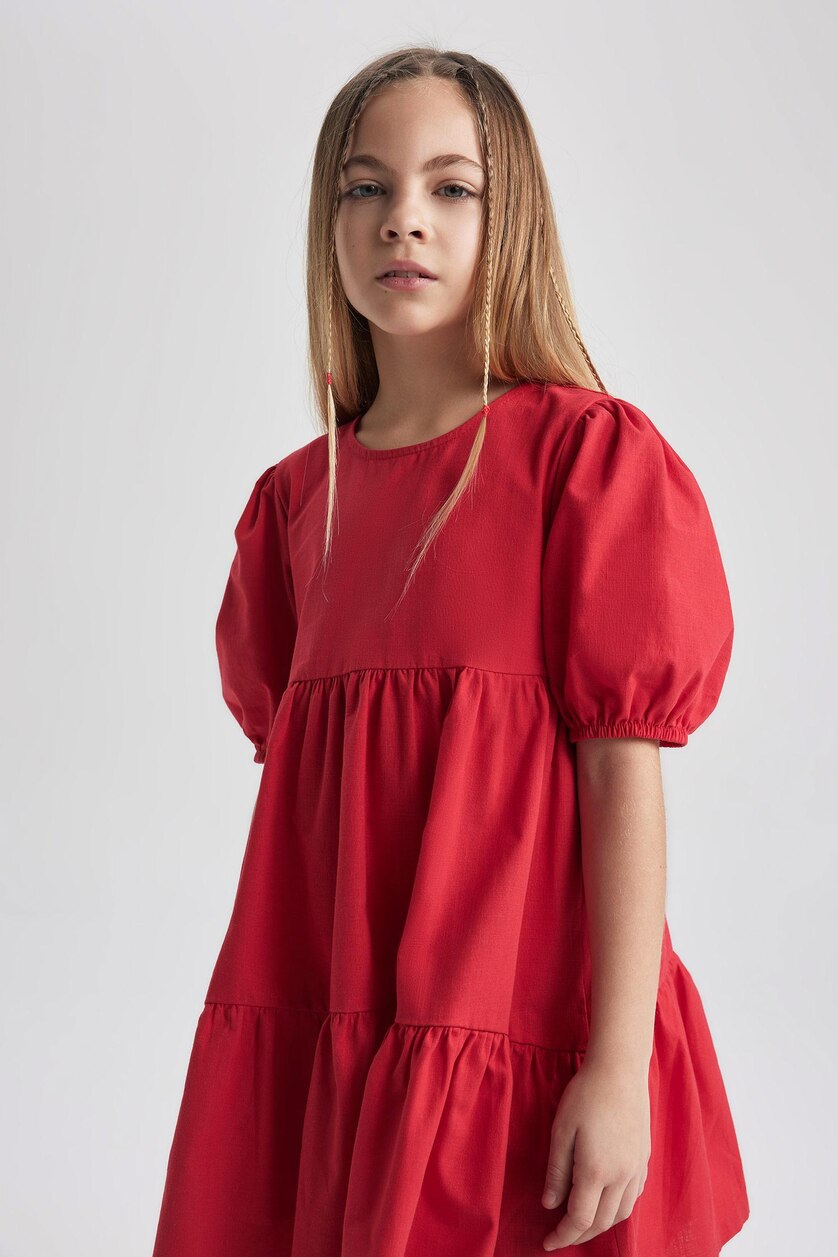 FILLES Rouge Robe rouge à Manches Courtes pour Fille