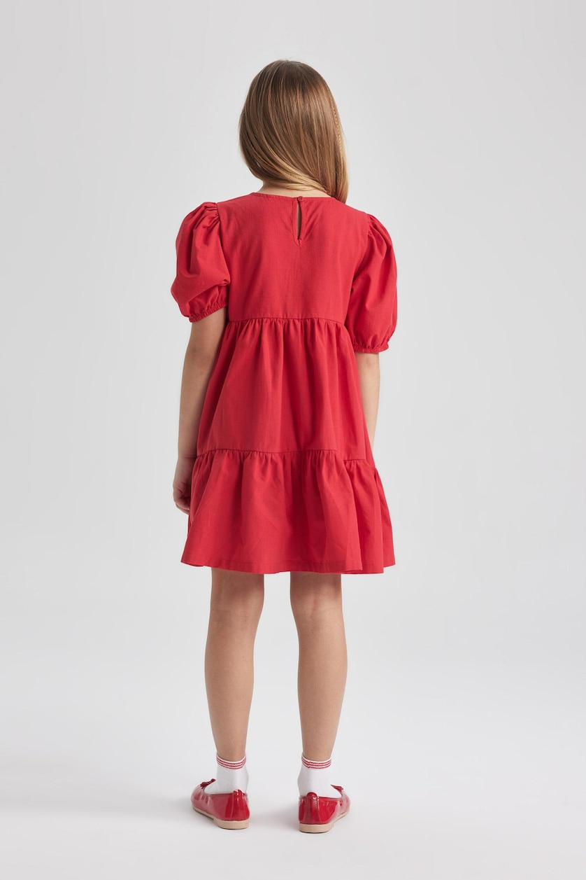 FILLES Rouge Robe rouge à Manches Courtes pour Fille