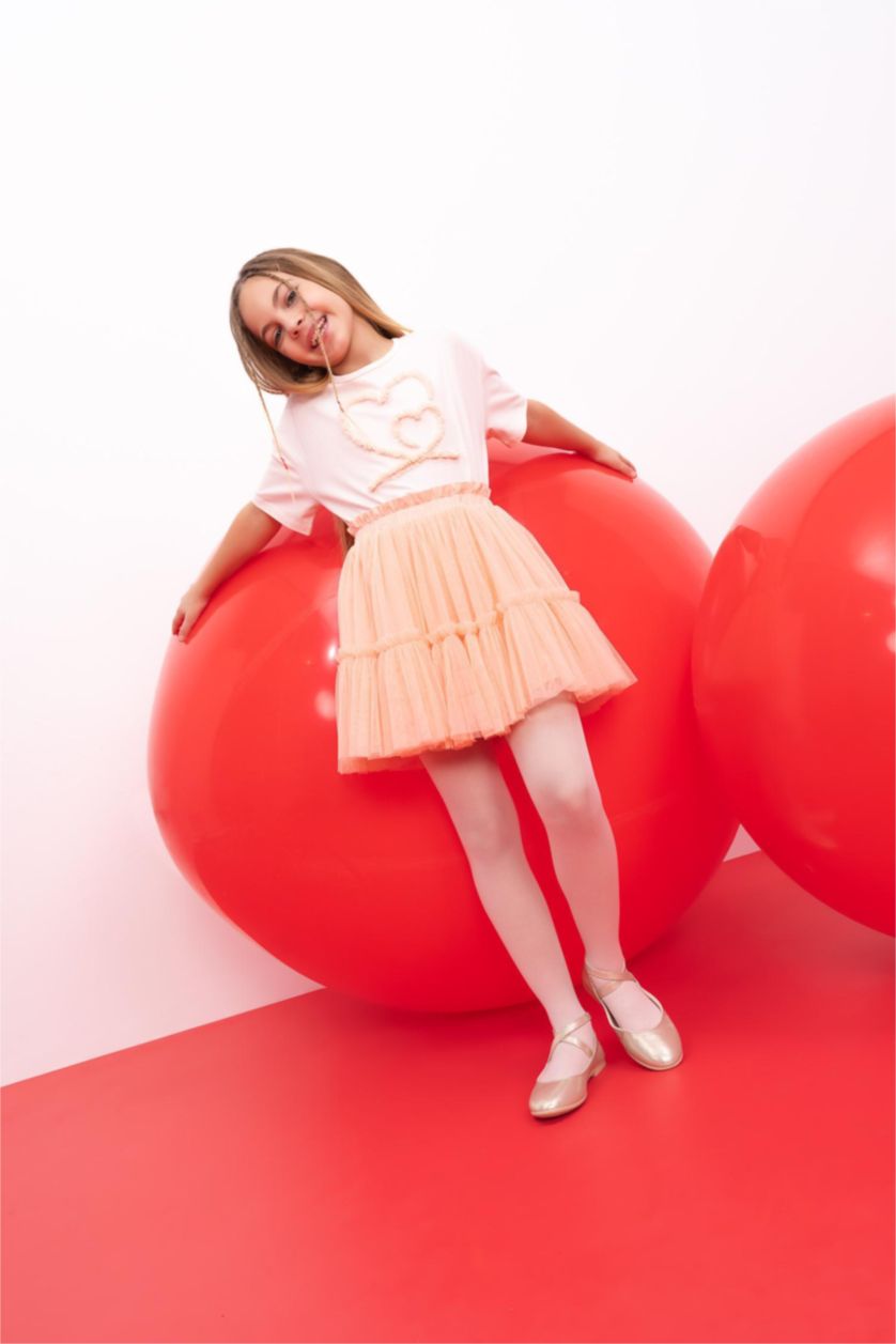 Girls & Teens Light Pink Girl Regular Fit Knitted Skirt