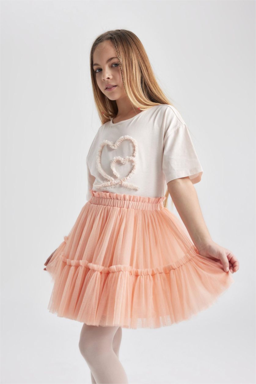 Girls & Teens Light Pink Girl Regular Fit Knitted Skirt