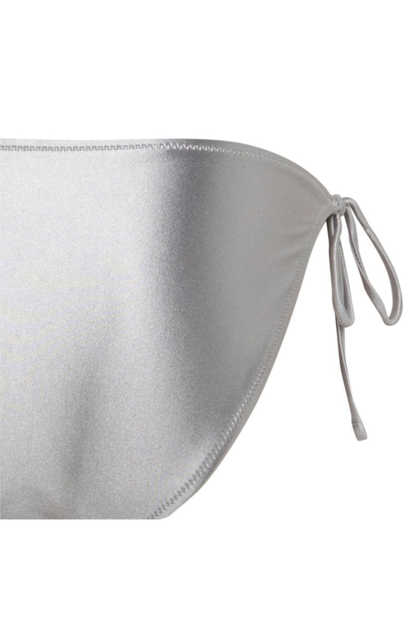 Kadın Gri Regular Fit Saten Bağcıklı Bikini Altı-Fall in Love