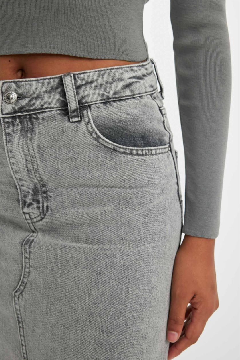 FEMME Gris Jupe Longue Jean Coupe A