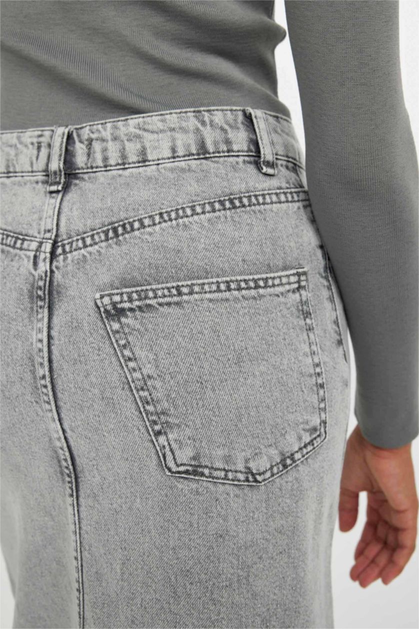 FEMME Gris Jupe Longue Jean Coupe A