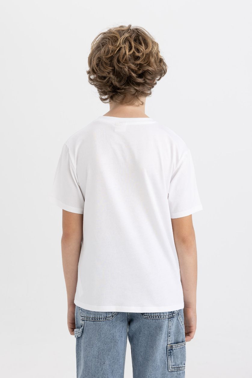 Erkek Çocuk - Genç Erkek Beyaz 29 Ekim Cumhuriyet Bayramı Bisiklet Yaka Renk Şekil Değiştiren Atatürk Baskılı Kısa Kollu Beyaz Tişört Erkek Çocuk