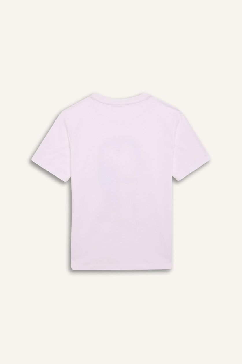 Erkek Çocuk - Genç Erkek Beyaz Bisiklet Yaka Atatürk Baskılı Kısa Kollu Tişört Erkek Çocuk