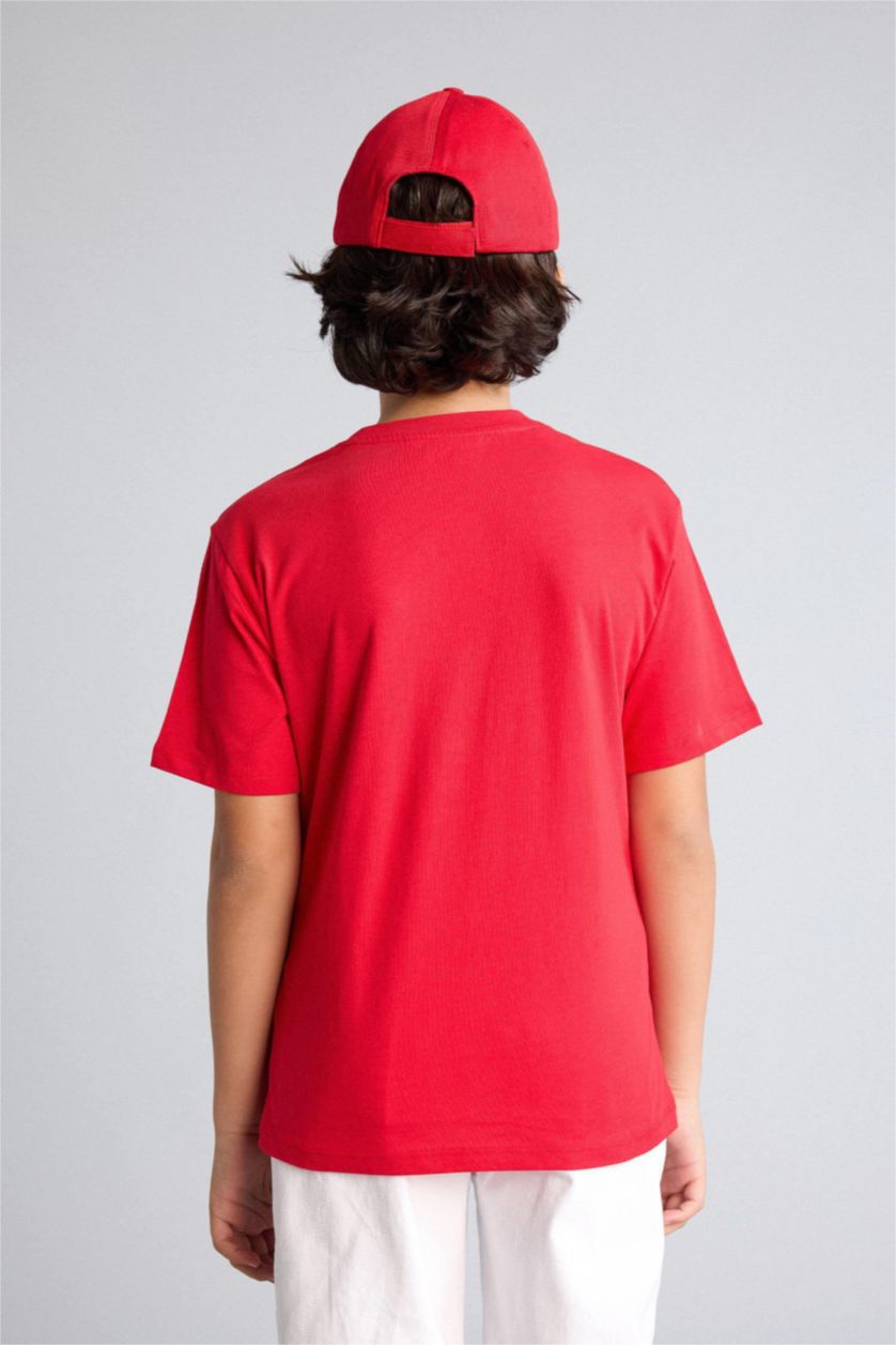 أولاد أحمر تي شيرت نص ردن ولادي قصة عادية بياخة مستديرة