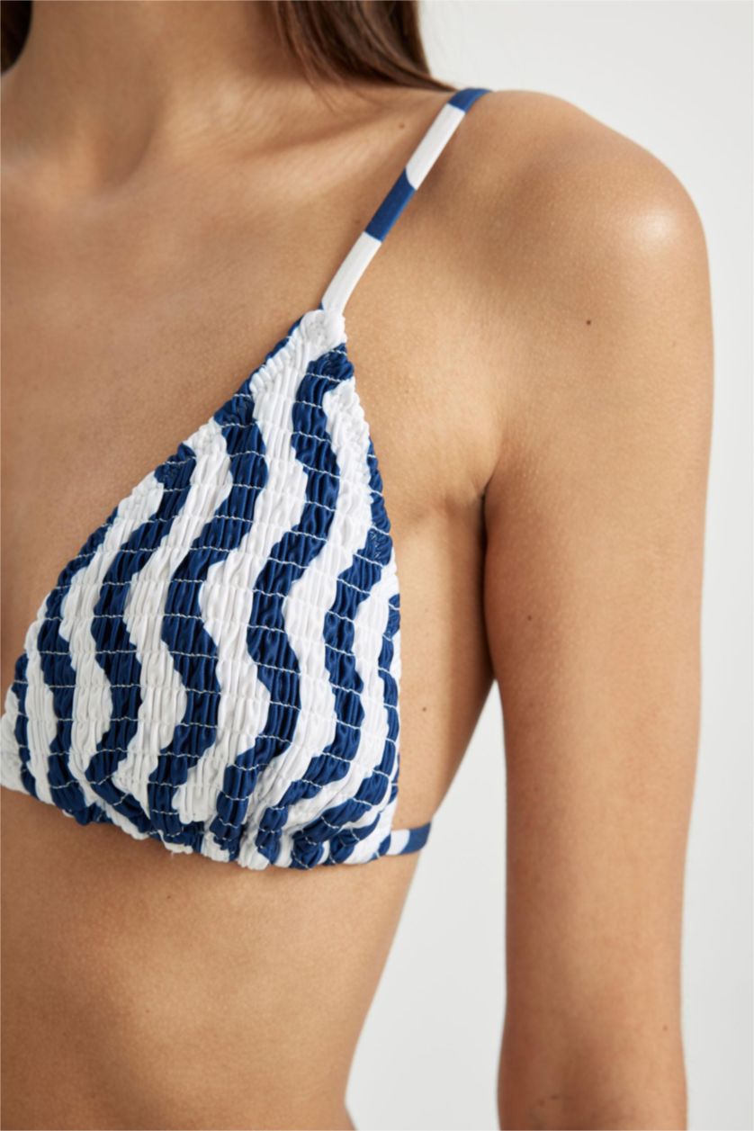 Woman Sax Fall in Love Regular Fit Striped Bikini Top