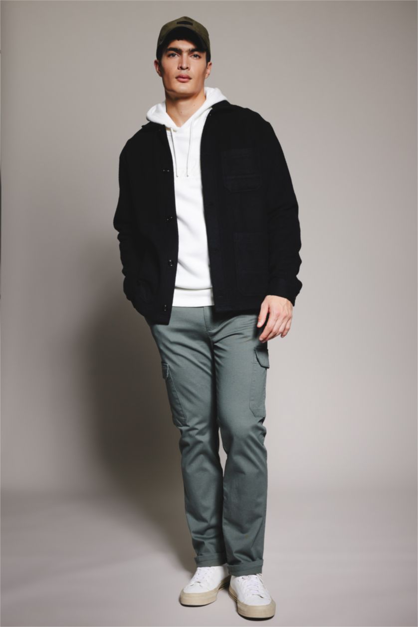 MAN Black Regular Fit Soft Fluffy Inside Cashmere Long Sleeve Shirt