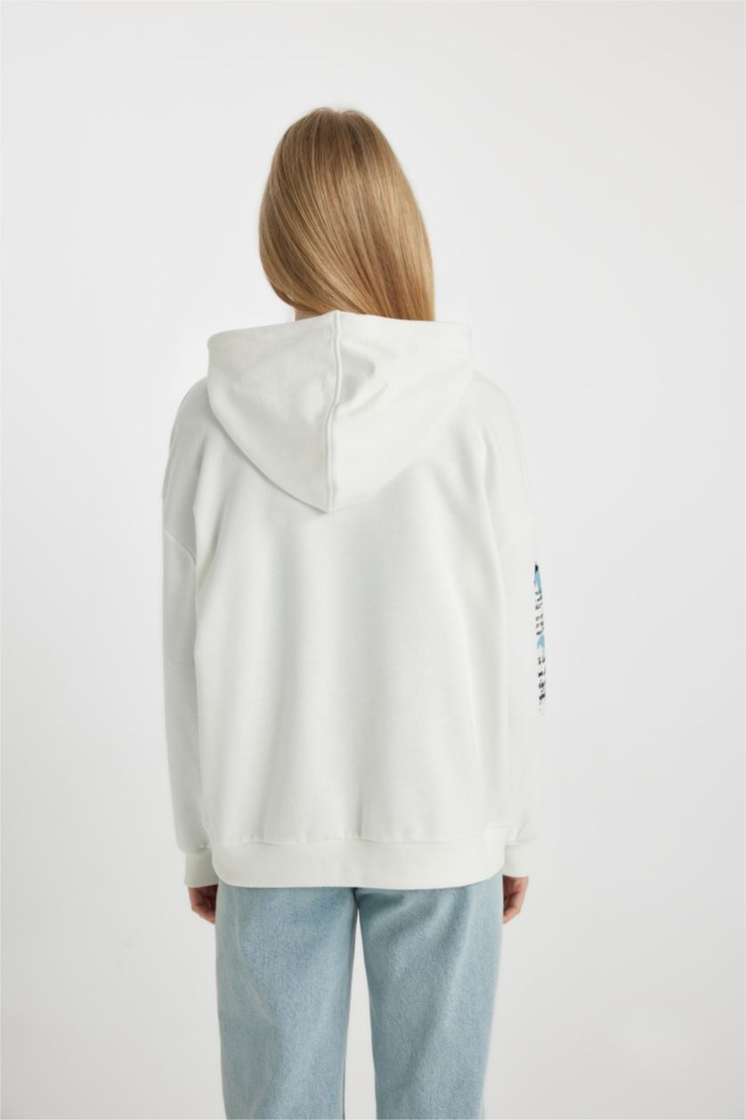 Kadın Kırık Beyaz Oversıze Kalın Kumaş Sweatshirt