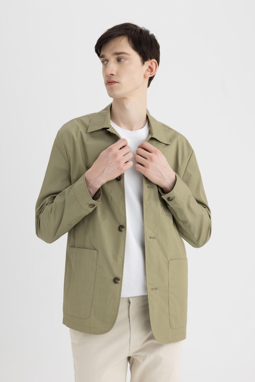 MAN Light Khaki Regular Fit Resort Neck Blazer Jacket