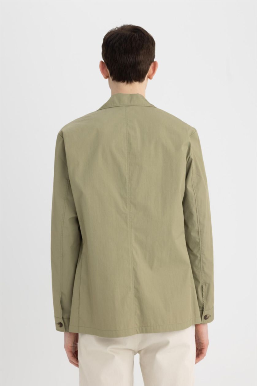 MAN Light Khaki Regular Fit Resort Neck Blazer Jacket