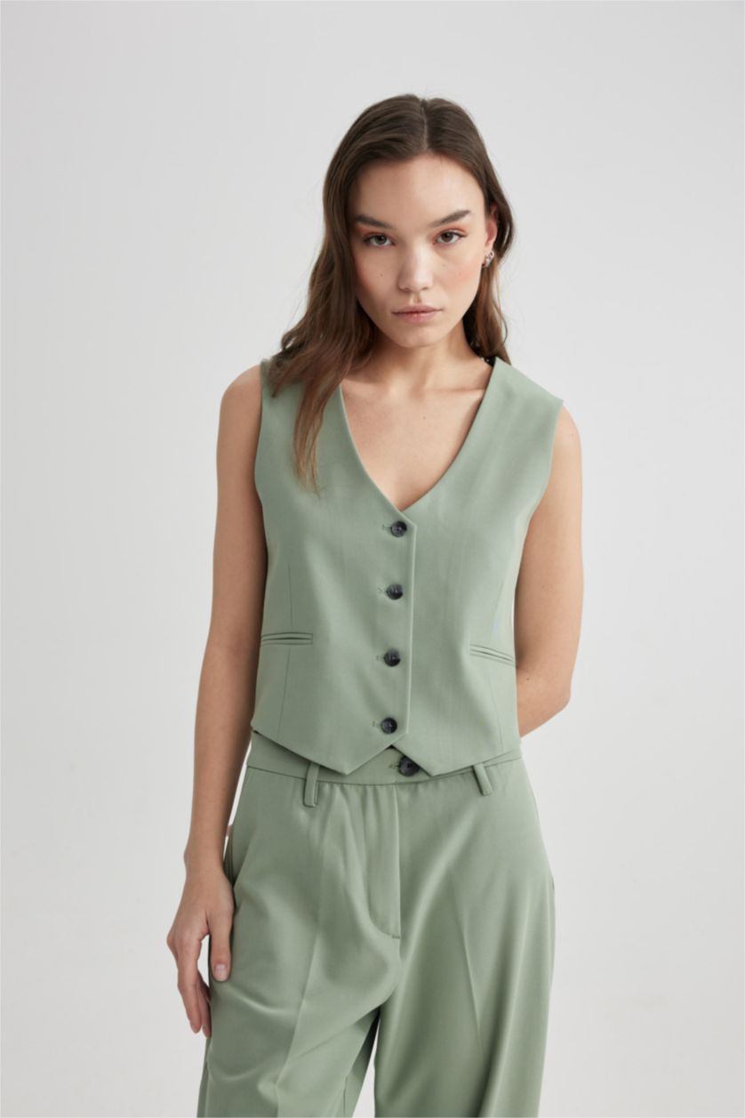 Әйелдерге ашық жасыл қалыпты пішім Жилет