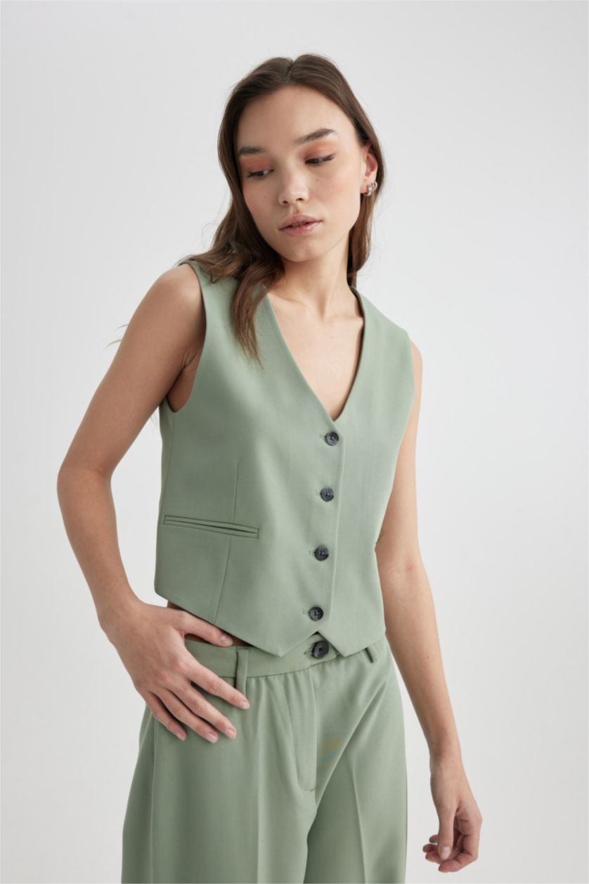 Әйелдерге ашық жасыл қалыпты пішім Жилет