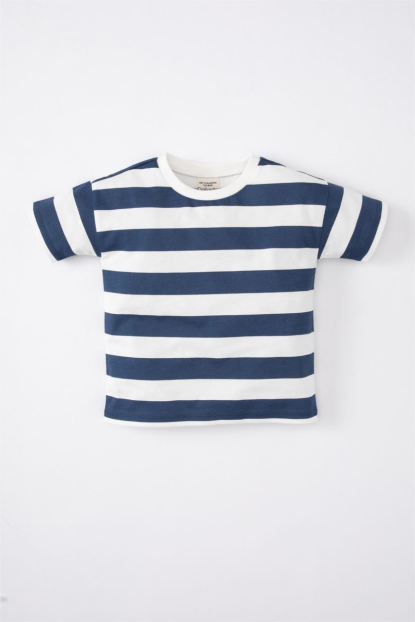 BABY BOY Indigo Baby Boy Crew Neck Striped Short Sleeve T-Shirt