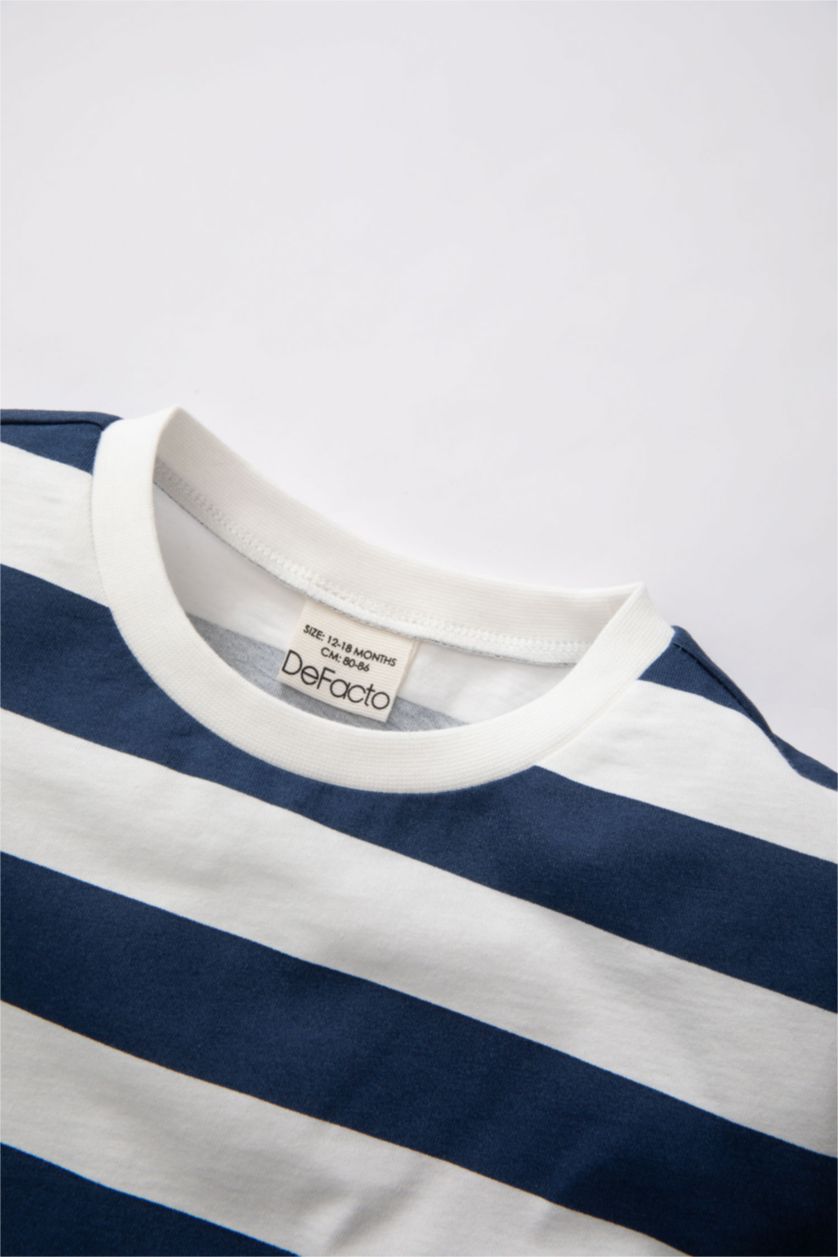 BABY BOY Indigo Baby Boy Crew Neck Striped Short Sleeve T-Shirt