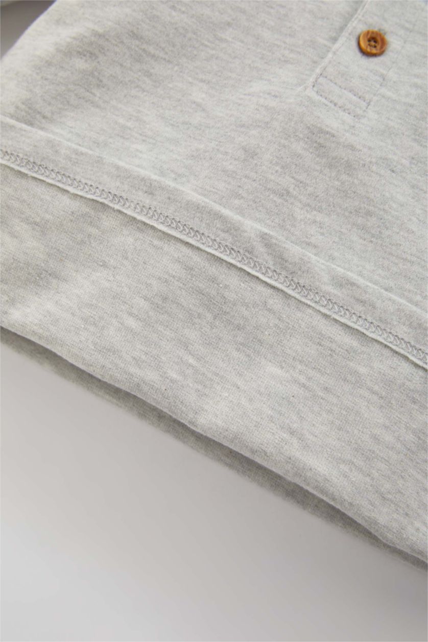 BÉBÉ GARÇON Gris Clair T-Shirt Manches Longues à Col Boutonné Pour Bébé Garçon