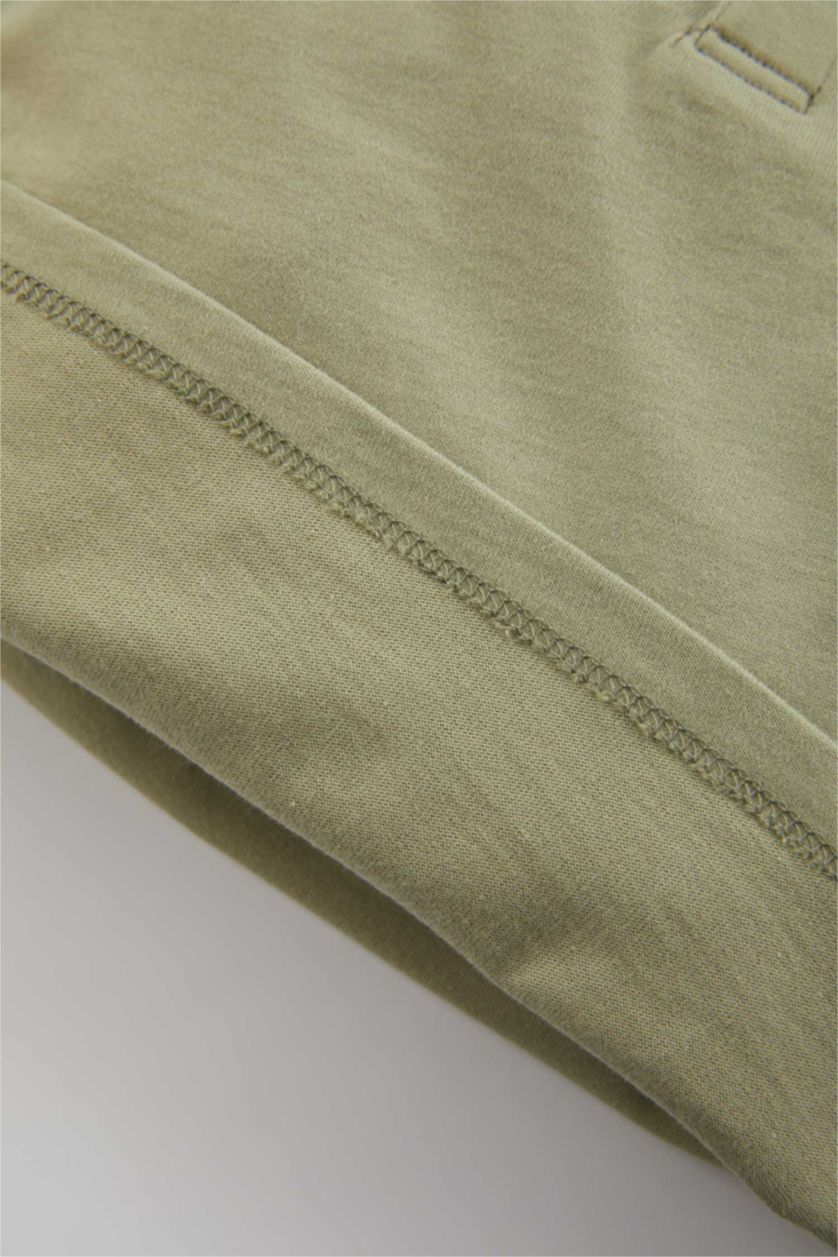 Erkek Bebek Açık Haki Erkek Bebek Düğmeli Yaka Basic Düz Uzun Kollu Tişört