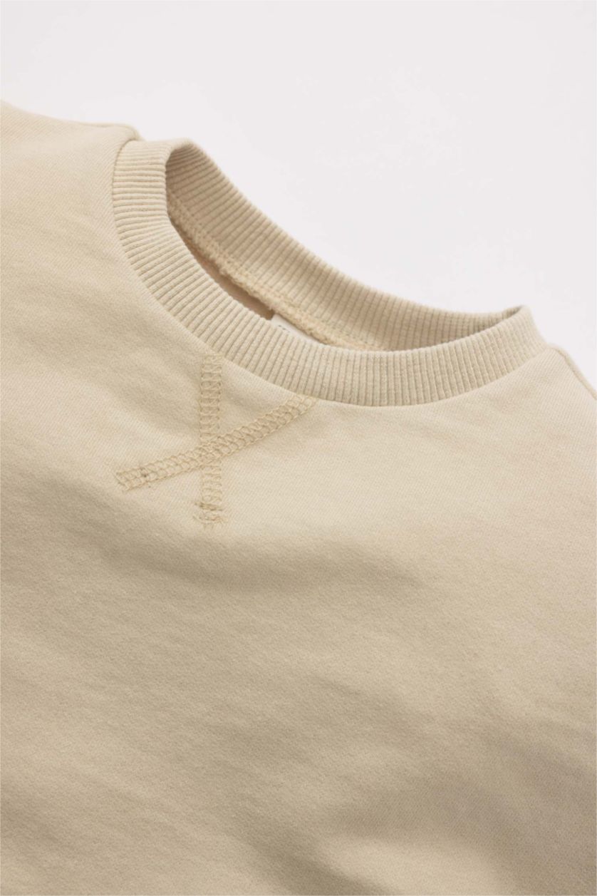 BABY BOY Beige Baby Boy Basic Sweatshirt Sweatpants 2 Piece Set