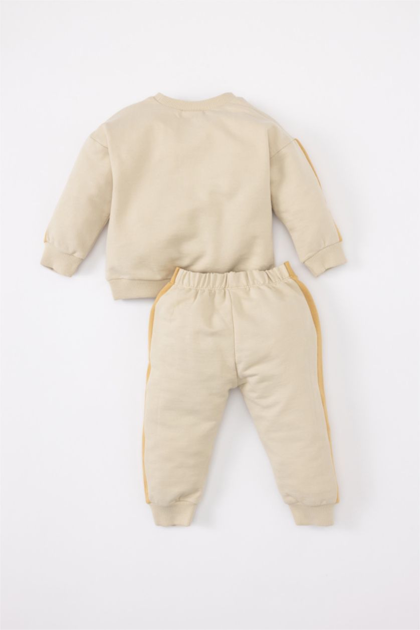 BABY BOY Beige Baby Boy Basic Sweatshirt Sweatpants 2 Piece Set