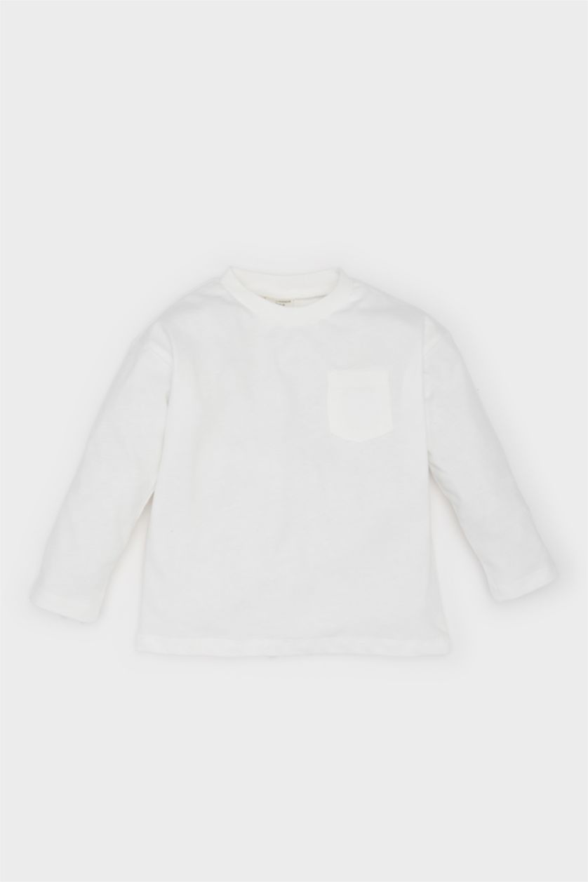BÉBÉ GARÇON Écru T-shirt basique à col rond et manches longues pour bébé garçon