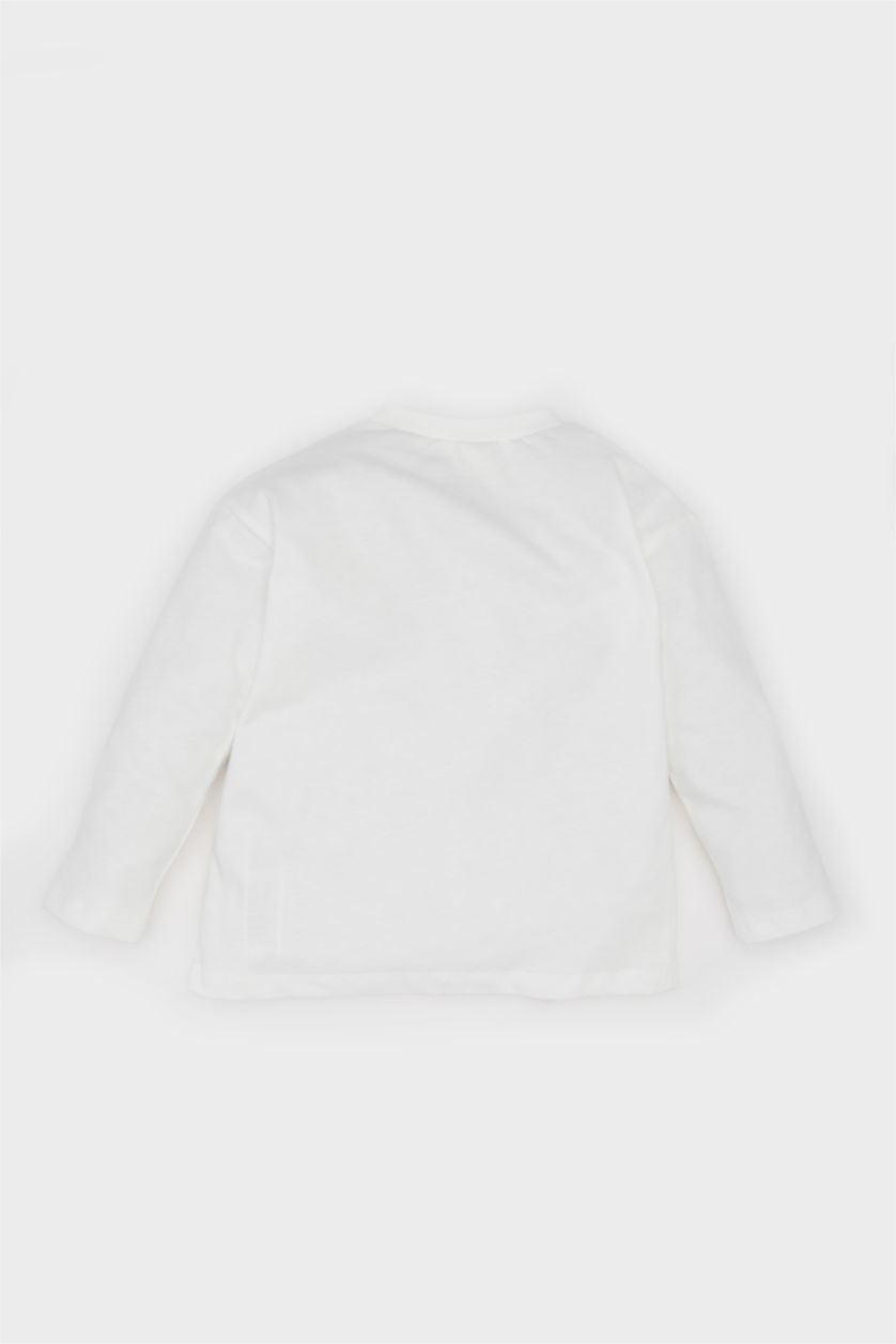 BÉBÉ GARÇON Écru T-shirt basique à col rond et manches longues pour bébé garçon