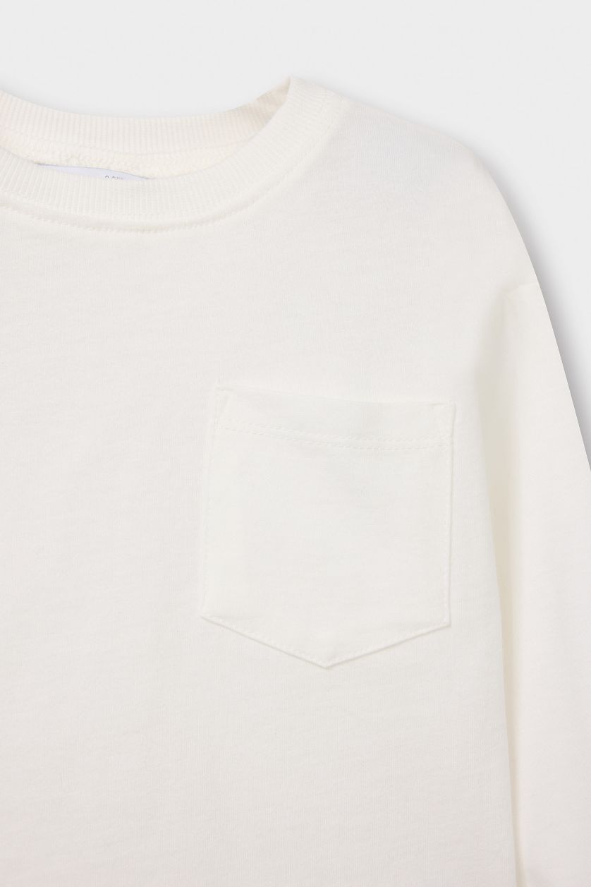 BABY BOY Ecru Baby Boy Crew Neck Basic Long Sleeve T-shirt