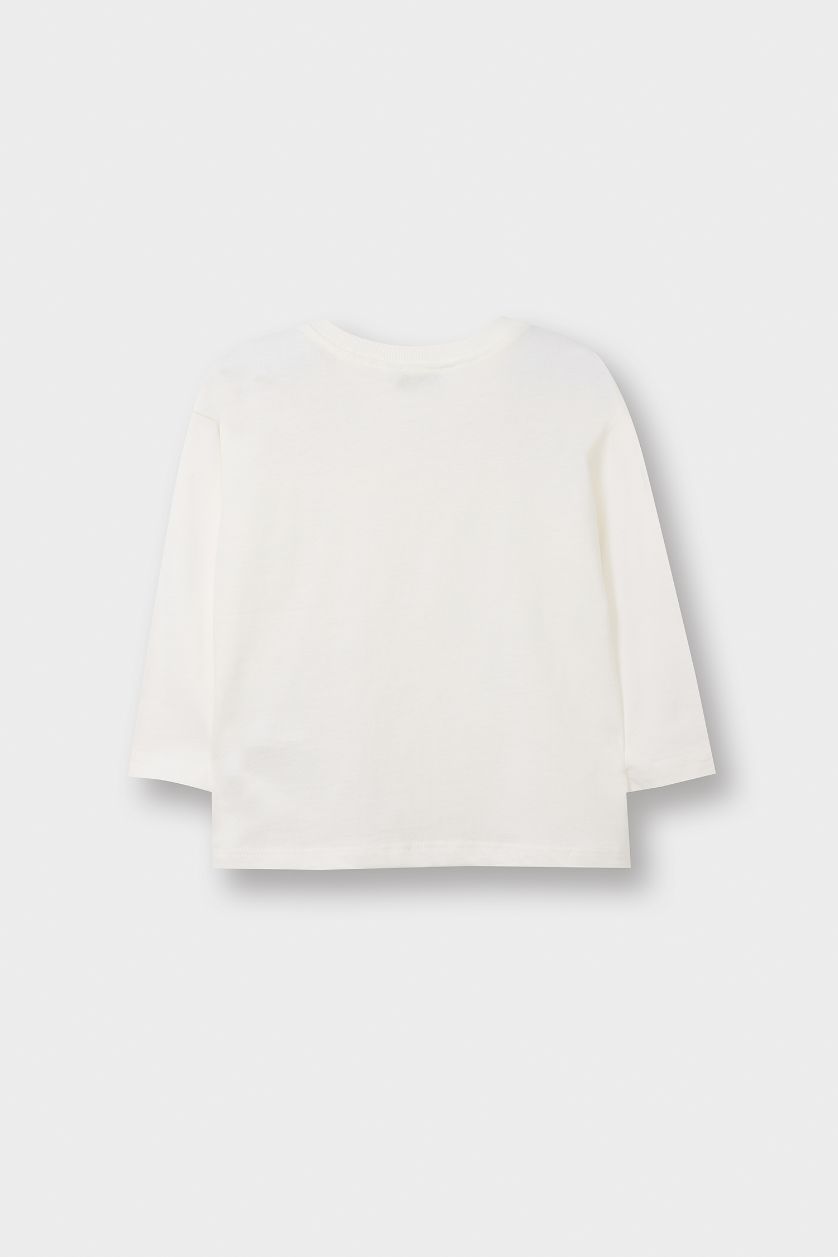 BABY BOY Ecru Baby Boy Crew Neck Basic Long Sleeve T-shirt