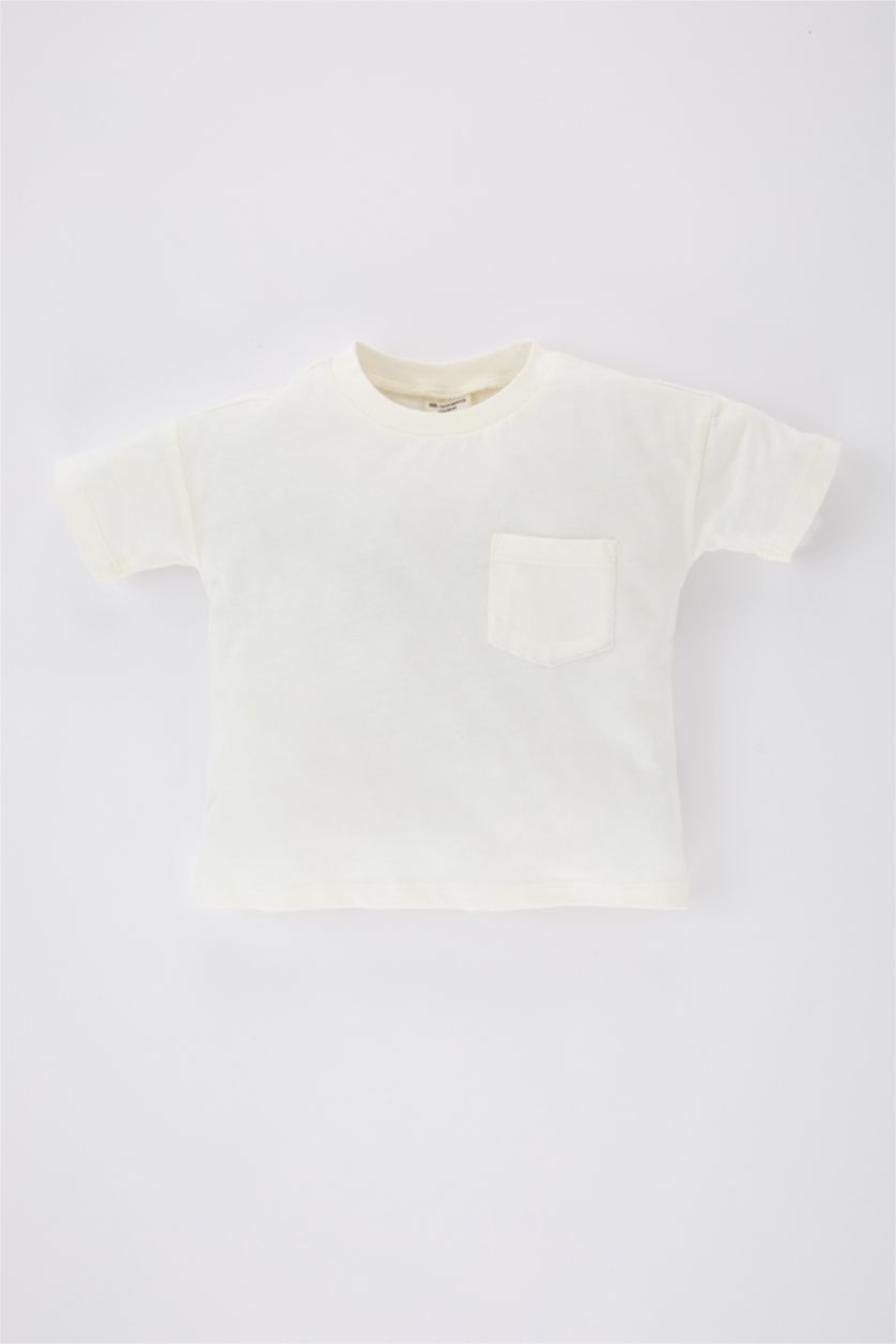 BÉBÉ GARÇON Écru T-Shirt Col Rond à Manches Courtes pour Bébé Garçon