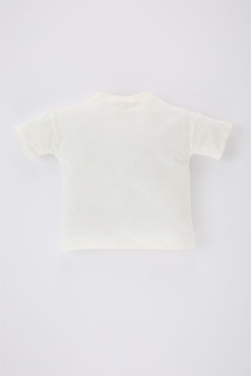 BÉBÉ GARÇON Écru T-Shirt Col Rond à Manches Courtes pour Bébé Garçon