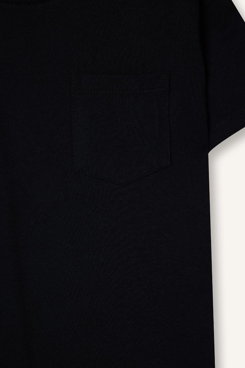 Erkek Bebek Siyah Regular Fıt Bisiklet Yaka Kısa Kollu Tişört Erkek Bebek