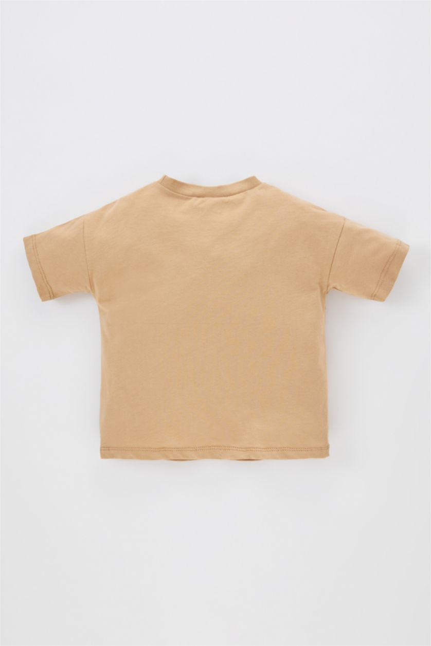 BÉBÉ GARÇON Beige T-Shirt à Manches Courtes à Col rond avec Motif Animalier pour Bébé Garçon