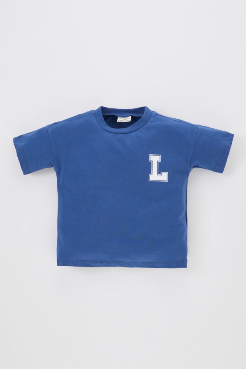 BABY BOY Indigo Baby Boy Crew Neck Printed Short Sleeve T-Shirt