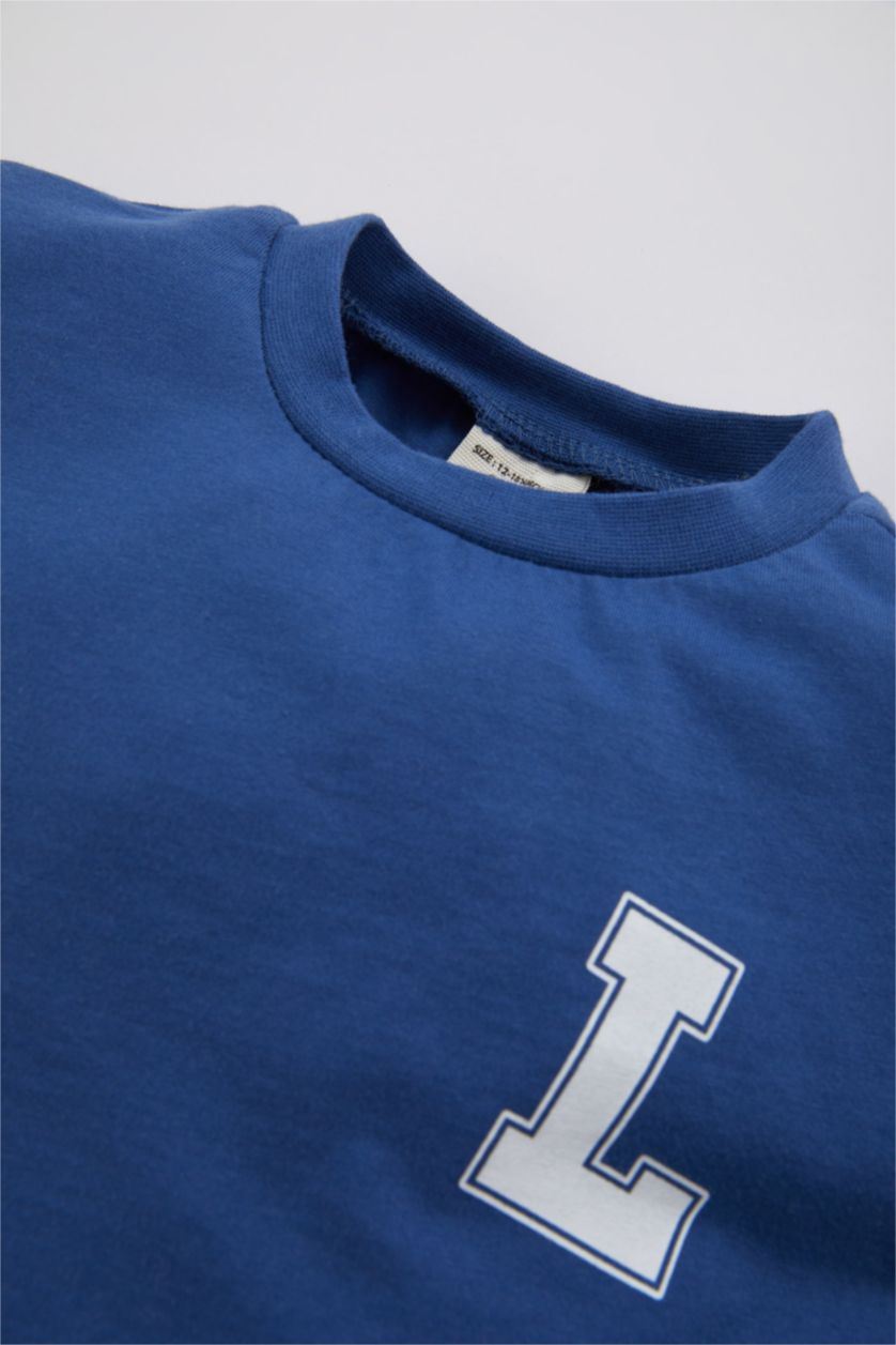 BABY BOY Indigo Baby Boy Crew Neck Printed Short Sleeve T-Shirt