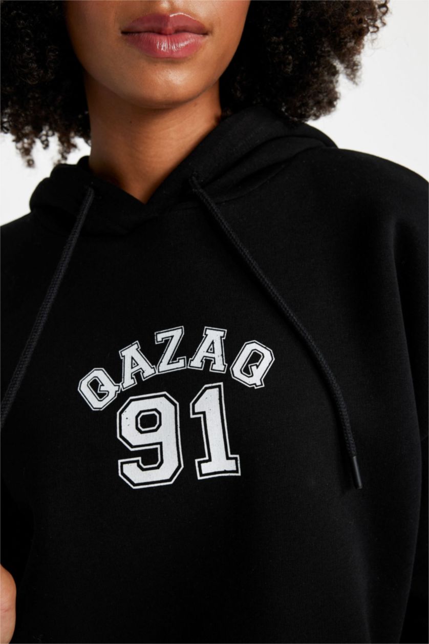 WOMAN Black Oversize Fit Thick Sweatshirt Fabric Sweatshirt