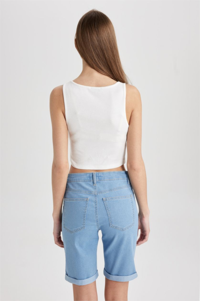 FEMME Blanc Débardeur Blanc à Fines Bretelles et Aspect Corset Slim