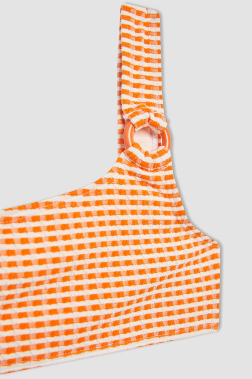 Girls & Teens Light Orange Girl Checkered 2 Piece Bikini Set