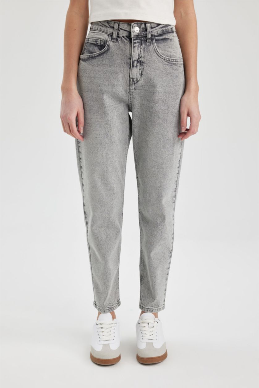 WOMAN Grey Lina Comfort Mom Fit Slim Leg Ankle Length Jeans
