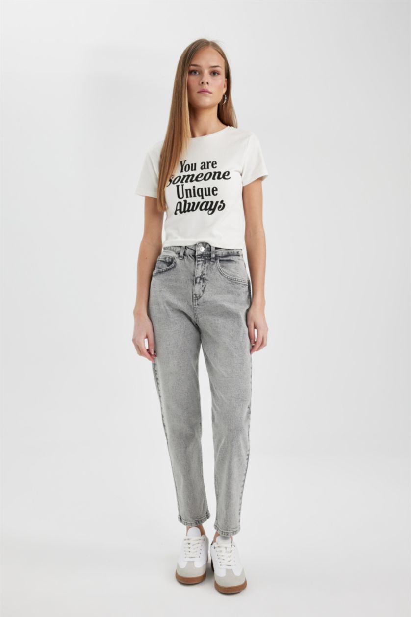 WOMAN Grey Lina Comfort Mom Fit Slim Leg Ankle Length Jeans