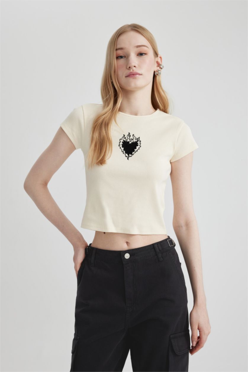 Женщины Кремовый Футболка с коротким рукавом, Coool