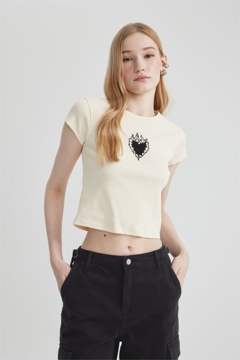 Женщины Кремовый Футболка с коротким рукавом, Coool