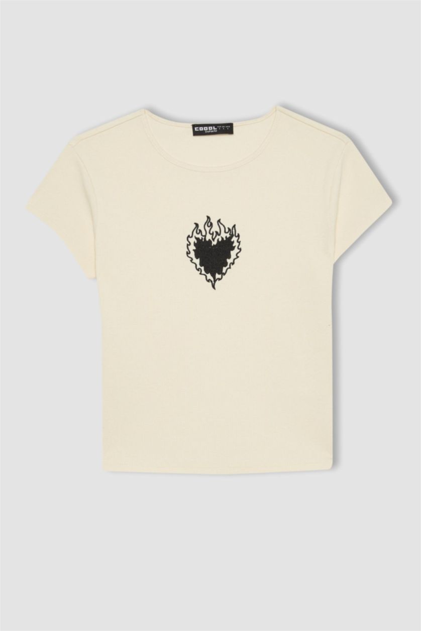 Женщины Кремовый Футболка с коротким рукавом, Coool