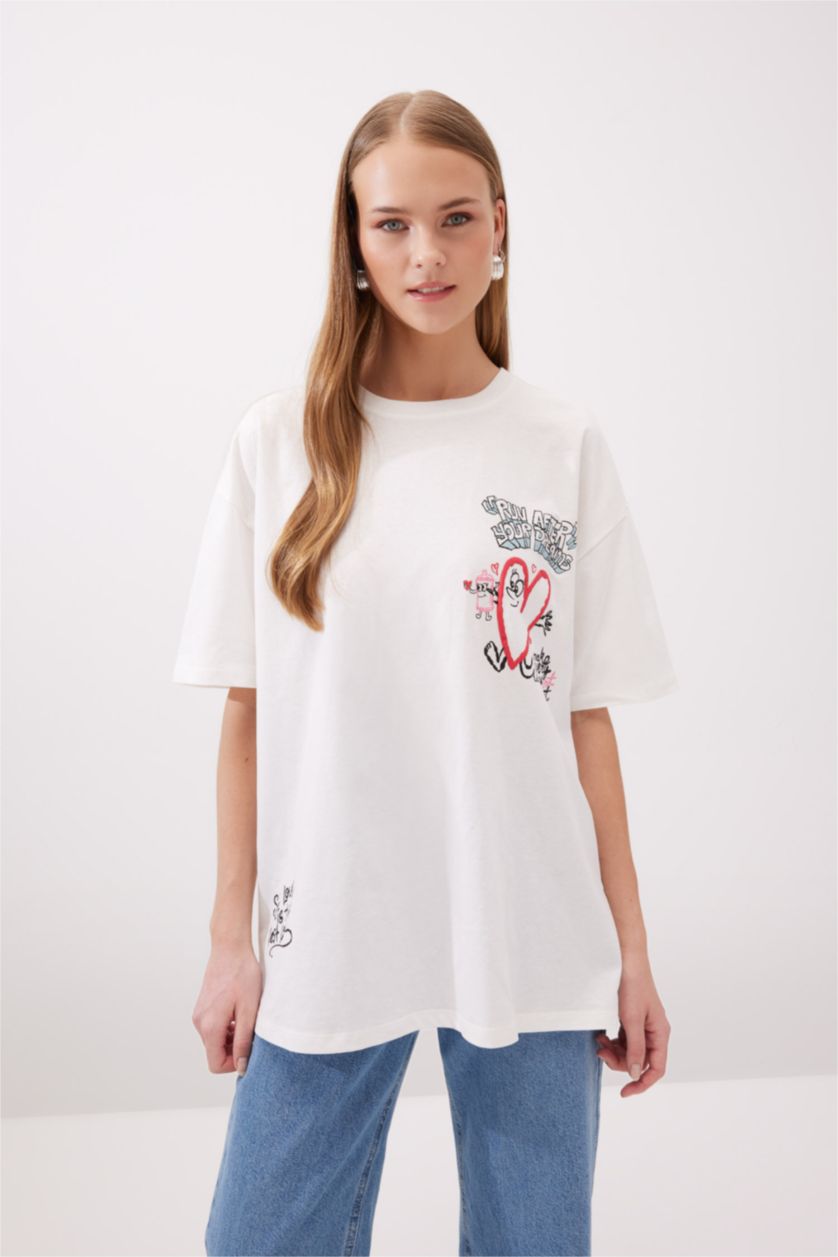 نساء اوف وايت Oversize Fit Short Sleeve T-Shirt