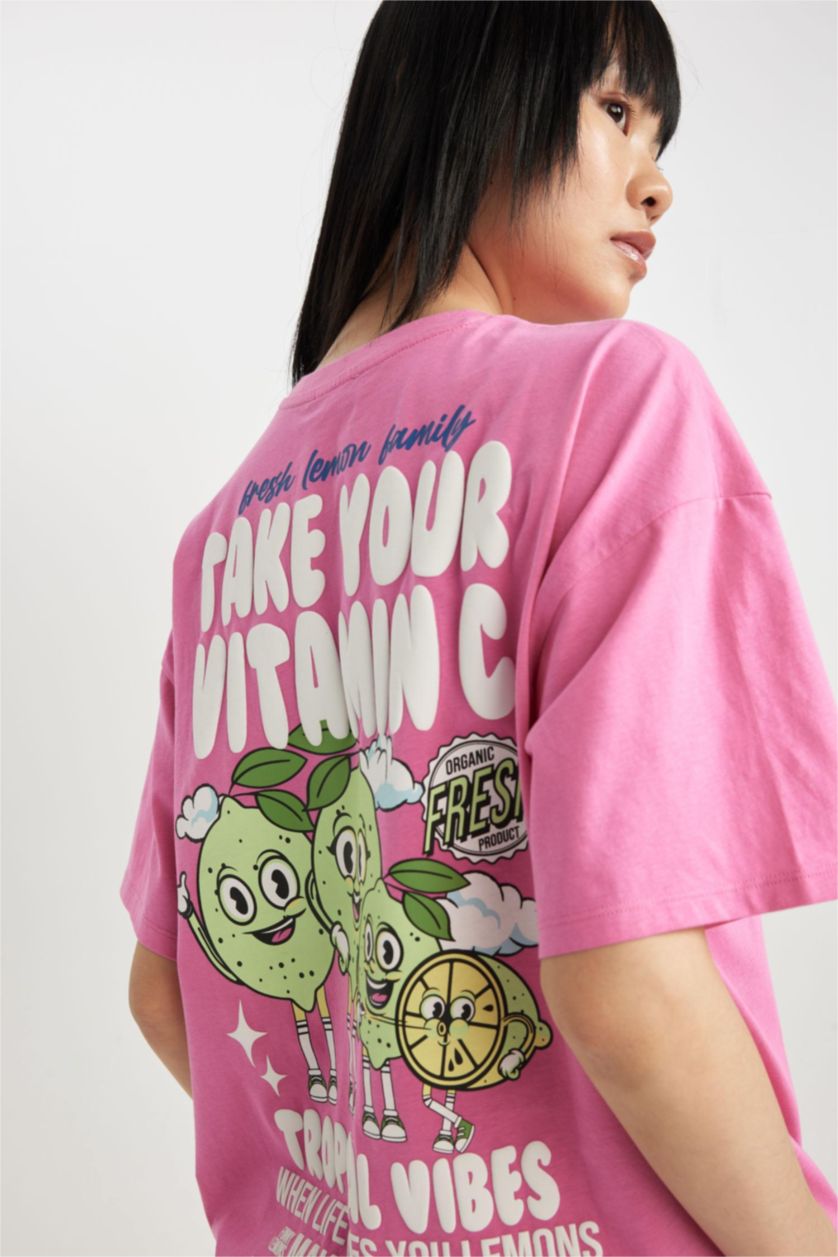 FEMME Rose T-Shirt Oversize Unisexe à Manches Courtes à Col Rond Imprimé au dos